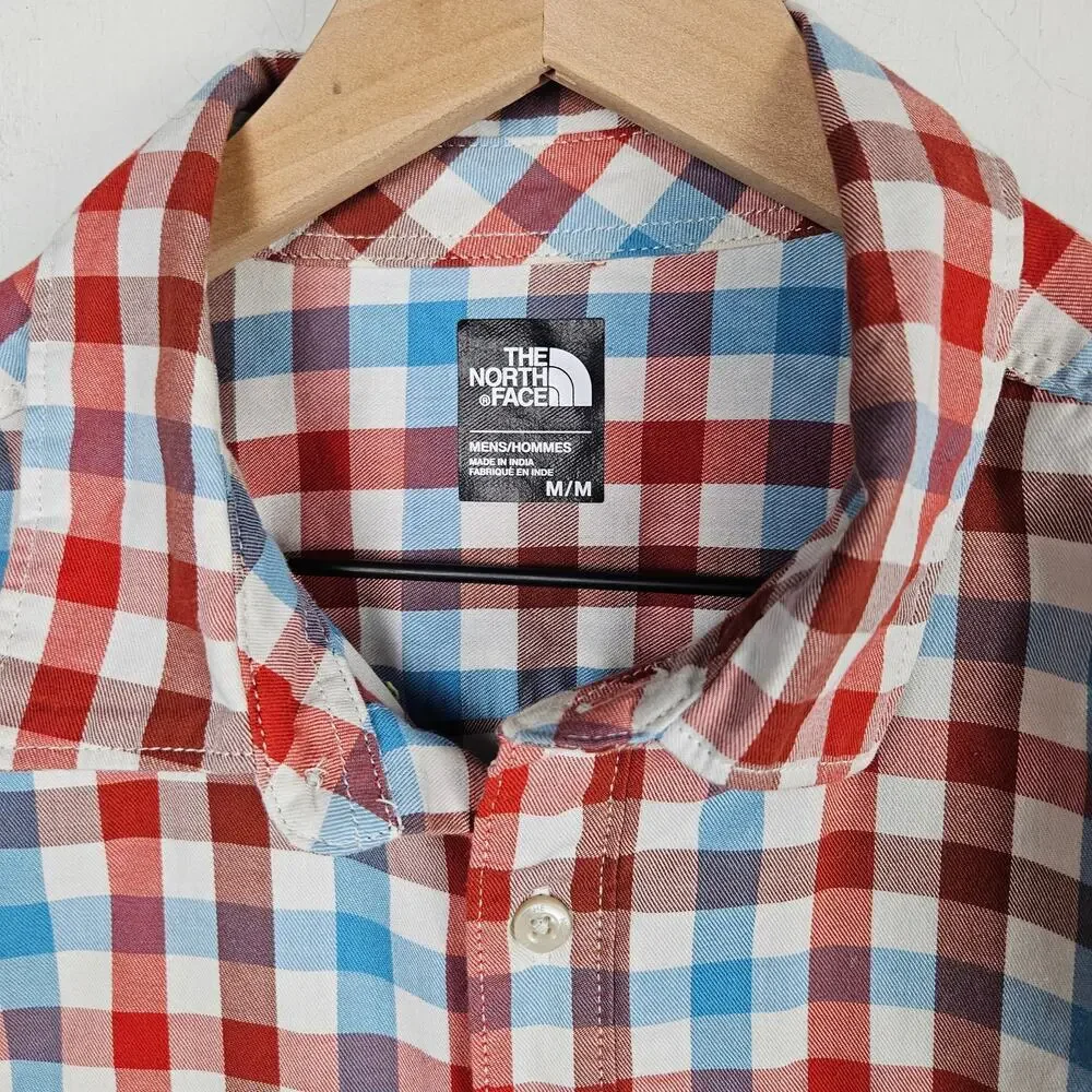 The North Face Button Front Check Shirt Men's‎ M Blue Rust Red